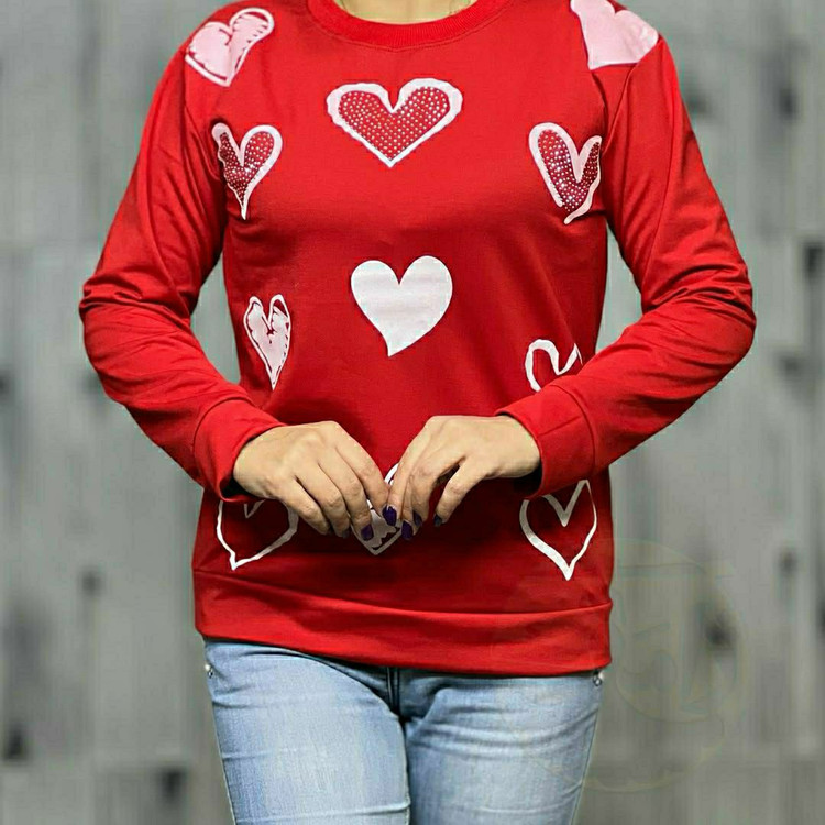 بلوز دورس زنانه طرح دار قرمز عبیرشاپ