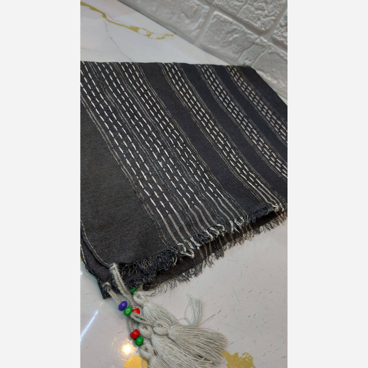 شال طرح کوکی ذغال سنگی قواره 2 متر در 70 سانت
